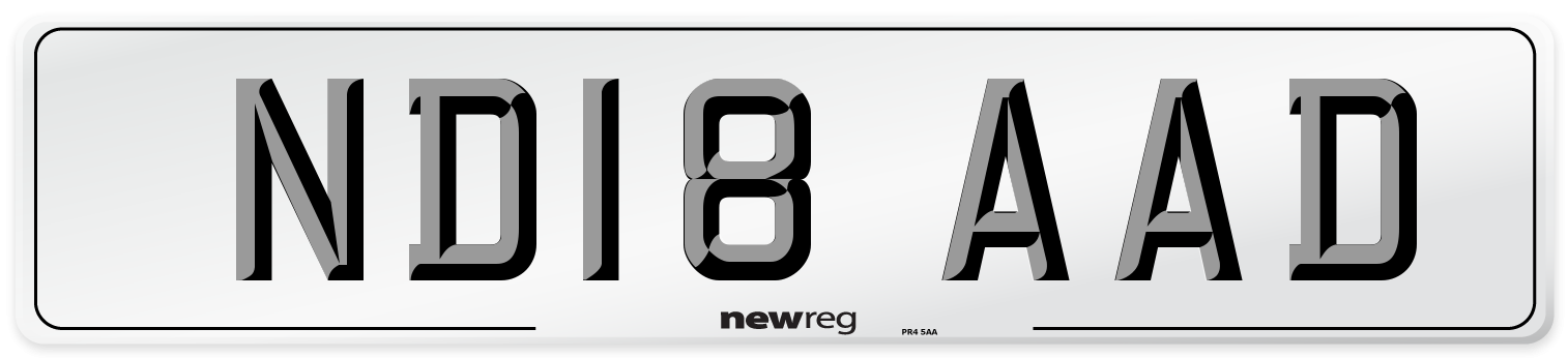 ND18 AAD Number Plate from New Reg